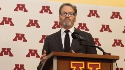 Dave Dorn, CEO of Special Olympics Minnesota speaking at a press conference